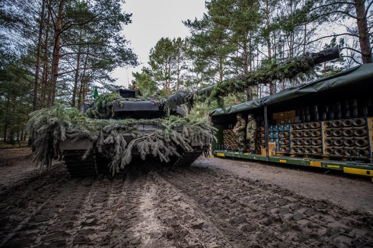 わんだほい　新品　メルクリン　ドイツ軍　レオパルド　2A6 戦車　運搬車 レオパルド2A6 主力戦車 w/可動式履帯 (プラモデル) - ホビー